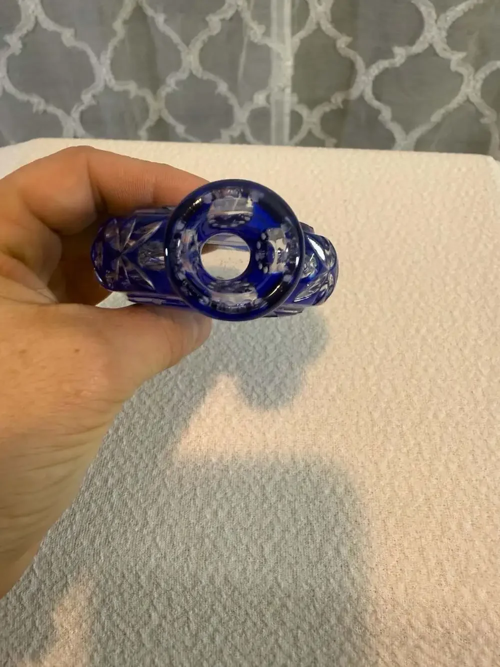 Bavarian Cobalt Blue Cut-to-Clear Small Crystal Bottle